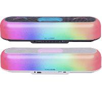 Mars Gaming MSB-Orb, Altavoz Portátil + Barra de Sonido 20W, Iluminación Orbilight RGB 360º, Soundbar con Sistema de Triple Driver, Altavoces Gaming Bluetooth 5.3 / USB/MicroSD/AUX/FM, Blanco