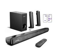 Barra de sonido de 4.1 canales para Smart TV con subwoofer, barra de sonido Bluetooth 5.3 desmontable 2 en 1 (Negro)