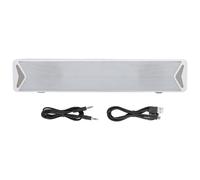 Barra de sonido inalámbrica con diseño compacto, dos altavoces y subwoofer integrado para uso doméstico, de oficina, videojuegos y multimedia.