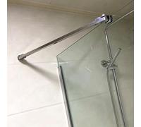 Barra de soporte de ducha, giratoria 180°, barra estabilizadora de pared a vidrio, acero inoxidable 304, soporte moderno sin marco para puerta de baño, acabado mate, 120 cm