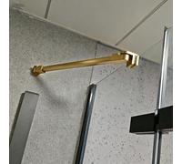 Barra de Soporte de Vidrio Soporte Y Moldura Para Brazo Ducha, Soporte Para Brazo Ducha Acero Inoxidable Abrazadera Rectangular, Soportes Estabilizadores Puerta(Gold,Long 50cm(19 2/3in))