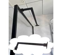 Barra de Soporte en Forma de L para mampara de Ducha sin Marco, estabilizador de Pared de 90°, Abrazadera de 0-5 mm para baño, Color Negro, 40 cm (15,75") - Soporte Fijo de Vidrio Resistente