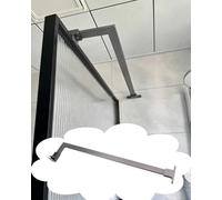 Barra de Soporte en Forma de L sin Marco para mampara de Ducha, estabilizador de Pared de 90°, Abrazadera de fijación Ajustable de 0-5 mm para baño, Gris, 80 cm (31 1/2") - Solución Duradera