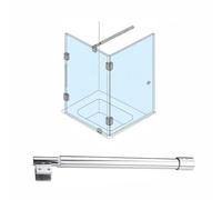 Barra de soporte extensible para mampara de ducha, barra estabilizadora de acero inoxidable pulido para paneles de vidrio sin marco, brazo telescópico de vidrio fijo, longitud ajustable de 40 a 60 cm