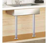 Barra de soporte telescópica ajustable para patas de muebles de fregadero, 2 piezas de soporte de lavabo de acero inoxidable de 42 a 76 cm, color gris