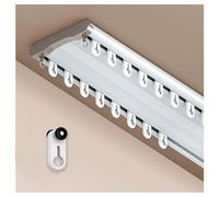 Barra de techo de aluminio de doble vía de 300 cm, 2 carriles para sala de estar y dormitorio, diseño blanco versátil, fácil de instalar, perfecto para cortinas y ventanas