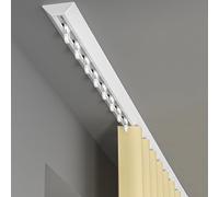 Barra de Techo de Aluminio para Cortinas, Barra de Cortina Resistente, Tringle de Cortina Silenciosa Montada en el Techo, Conjunto de Barras para Oficina, Salón, Dormitorio (Blanco, 220 cm)