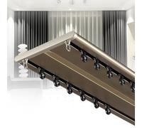 Barra de techo de aluminio ultrafina de 2 carriles de doble riel para sala de estar y dormitorio, color champán, 360 cm, perfecta para cortinas