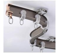 Barra de techo flexible de 290 cm, barra de techo de aluminio para bahía plana y curva, diseño de 1 carril, color champán, ideal para cortinas y cortinas