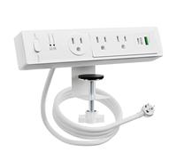 Barra de terminales para ordenador con cable de extensión de 1,8 m, carga rápida PD de 30 W, montaje en el borde del ordenador, 2 salidas AC + 1 toma de corriente