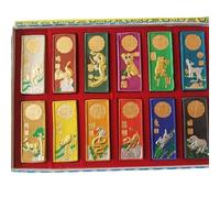 Barra de tinta de caligrafía china, Práctica de caligrafía y pintura for estudiantes con caja tinta doce tiras colores del zodíaco