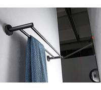 Barra de Toalla Doble de Acero Inoxidable 304 Perchero de baño Redondo Negro Toallero de baño Negro Mate Toallero montado en la Pared (Tamaño: 80 cm)-70cm Improve
