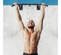 Barra de tracción HOMCOM, barra de fitness para montaje en pared, soporte para saco de boxeo o correas TRX integradas, carga máxima. Kg de acero negro