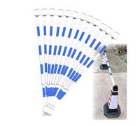 Barra de tráfico telescópica extensible de 4,1 a 6,56 pies, postes de barrera para obras viales, barras de seguridad para estacionamientos, no incluye conos de tráfico (azul y blanco, 12 unidades).