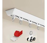 Barra deslizante adhesiva silenciosa con rodillos silenciosos, riel de montaje en techo sin ruido para sala de estar, dormitorio, divisor de ducha, colgador ajustable de 300 cm / 9.8ft