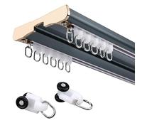 Barra divisora de habitación de doble pista resistente montada en el techo, poste de conexión de aluminio para sala de estar, hospital, dormitorio, ajustable, 3,30 m, color azul