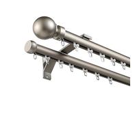 Barra doble de acero inoxidable ajustable de 50 cm-600 cm con soportes y remates para colgar en la pared para sala de estar, cocina, dormitorio (gris, 470 cm)