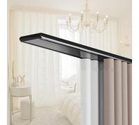 Barra doble de aluminio para cortina separadora y ducha de 150-420 cm, longitud ajustable, gran capacidad de carga, elegante acabado negro, perfecto para sala de estar y baño (250 cm)