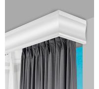 Barra doble montada en el techo con cubierta y riel, riel de aluminio de 2 capas con polea silenciosa para sala de estar y dormitorio, color blanco, 2,7 m