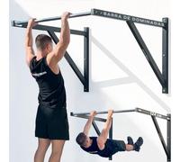 Barra Dominadas ancho 120 cm para muro ladrillo macizo u hormigón. Barra agarre ø 35 mm inoxidable cromada queda separada de pared 120 cm, Estructura tubos lacados 4x6 cm, soporta 500 kg, Exterior.