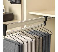 Barra extensible extraíble para armario, estante ajustable para pantalones, 30-80 cm, organizador de armario negro resistente para pantalones y abrigos, soporta hasta 25 kg.