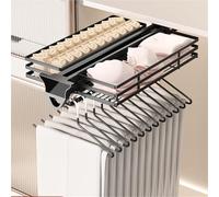 Barra Extensible Para Ropa, Armario Extraíble Colgador De Ropa Barra, Barras De Armario Extraíble Con Cesta, Capacidad De 77 Lb, Organizador de ropa(22 IN/56CM with Basket)