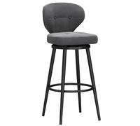 Barra giratoria de terciopelo de lujo con pie de pie de metal Silla de barra con respaldo moderno para Kitchen Island Pub Set de 1 65cm de altura elegante diseño gris