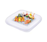 Barra inflable flotante para servir helado, bandeja flotante para servir bufé, barra inflable para servir bebidas, bandeja plegable para fiestas de verano en la piscina (24 x 24 pulgadas)