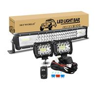 Barra Led 4x4, SKYWORLD 22" Barra de luz LED de Trabajo 56CM 270W Curvada Barra Luces LED Coche, 2 x 60W Faros Led Tractor 10CM Luz de Niebla Off Road Auto SUV con 12V Kit de Cableado Kit