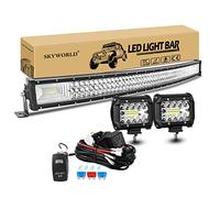 Barra Led 4x4, SKYWORLD 42" Barra de luz LED de Trabajo 107CM 540W Curvada Barra Luces LED Coche, 2 x 60W Faros Led Tractor 10CM Luz de Niebla Off Road Auto SUV con 12V Kit de Cableado Kit