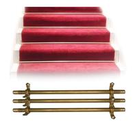 Barra para Alfombra de Escalera, Soporte de latón Brillante con remates Decorativos - Incluye Soportes y Tornillos para alfombras de Interior/Exterior - 5 Piezas, 61 cm (24 Pulgadas) - Soluc