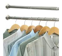 Barra para Armario Extensible, 38-99cm Riel Tubo para Ropa Ajustable de Acero Inoxidable para Armario de Dormitorio Plata/ 2 Piezas