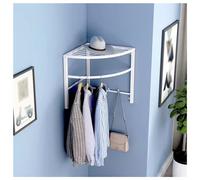 Barra para colgar en esquina, Perchero de esquina para ropa montado en la pared de hierro, con tornillos, exhibición de almacenamiento en el hogar, estante para ropa de tubería industrial(Blanco,30x30