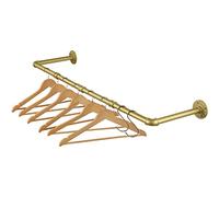 Barra para colgar ropa de montaje en pared 100 cm, tubos industriales de metal para perchero de pared para perchas, estructura de ropa desmontable, barra para colgar dorada para pasillo, espaciador de