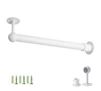 Barra para colgar ropa en forma de L, kit completo, barra de armario ajustable de pared a techo, 92 cm, color blanco, perfecto para el espacio del armario