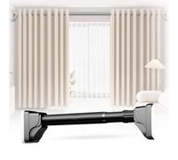 Barra Para Cortina Telescópica Sin Taladros 40-490cm Resorte Ajustable Cortina Barra Para Ventanas, Baños, Armarios Y Baños. Antideslizante, Antioxidante(Black,150-220cm)