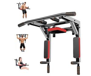 Barra para dominadas de pared, barra multifunción Pull Up Bar Montaje en techo Estación de elevación Chin Up Dip Station