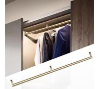 Barra para Ropa, Barra de Armario con Textura cepillada, Soportes en los Extremos y Soporte Central, Organizador Ropa Redondo Metal(Gold,100cm(39 3/8 in))