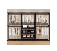 Barra para ropa Perchero colgante de doble capa for ropa, exhibición tienda , gabinete dedicado for centro comercial Soporte de exhibición para venta al por menor de prendas de vestir(Negro)