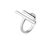 Barra paralela minimalista de plata de ley 925 con anillo abierto de compromiso delicado ajustable y simple declaración dedo promesa eternidad anillos joyería regalos para mujeres adolescentes niñas