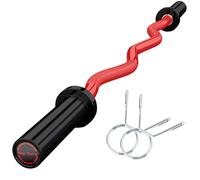 Barra Pesas Ø50mm Recta de 120cm en Barra Z Curl Compatibles con Discos de Ø50/51mm - Barra de Musculacion, Halterofilia para Gimnasio con Cierres de Resorte