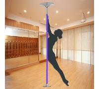 Barra Pole Dance Barras de Pole Dance de 360 Grados con Envoltura de Silicona, Barra de Stripper de 45 mm, Barra Estática Giratoria y Extraíble, Barras de Fitness Profesionales Ajustables(Purple)