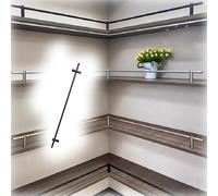 Barra protectora para estantería, barra frontal metálica para librería, gabinete y despensa, tope decorativo para libros con postes redondos, herraje para hogar(Black-2Pack,70cm)