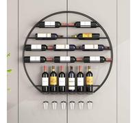 Barra redonda para licores para el hogar, estante de exhibición para botellas de licor, estantes de cocina montados en la pared, soporte de pared para botellas de licor con barra colgante(Black,100CM/