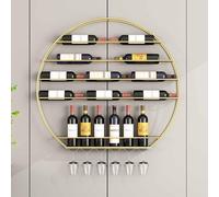 Barra redonda para licores para el hogar, estante de exhibición para botellas de licor, estantes de cocina montados en la pared, soporte de pared para botellas de licor con barra colgante(Gold,100CM/3