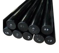 Barra redonda sólida de PTFE (politetrafluoroetileno) negro, diámetro de 10-45 mm, autolubricante resistente a la corrosión, varilla de plástico de ingeniería de alta pureza(45mm,50cm)
