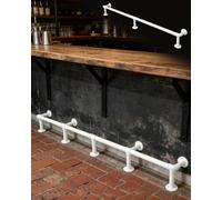 Barra Reposapiés Juego de Soportes de Barra Bajo Mostrador, Montaje en Pared y Suelo, Tubo Reposapiés Industrial para Isla de Cocina, Sótano y Asientos(White,20ft/610cm)
