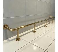 Barra Reposapiés Soporte para Pies de Barra Bajo Mostrador, Patas de Reposapiés Extraíbles, Soportes de Riel y Tubos con Conector Interno, 1 2 3 4 5 6 7 8 9 10 12 20ft(Gold,20ft/610cm)