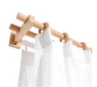 Barra Romana De Madera Maciza For Cortina Doble De Alta Resistencia, Riel Redondo For Cortina Con Base Cuadrada Y Montaje Lateral Perforado, 100-320 Cm (39,4-125,9 Pulgadas)(220cm(86.6in))
