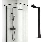 Barra Soporte Mampara Ducha Barra de Soporte para Panel de Ducha, Varilla Estabilizadora Vidrio Fija Acero Inoxidable, Tubo Refuerzo Mamparas Ducha Sin Marco Estables(Black,20in/500mm)
